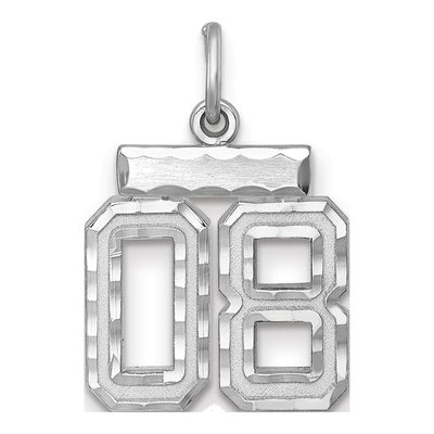 Sterling Silver Diamond-Cut Number 08 Charm