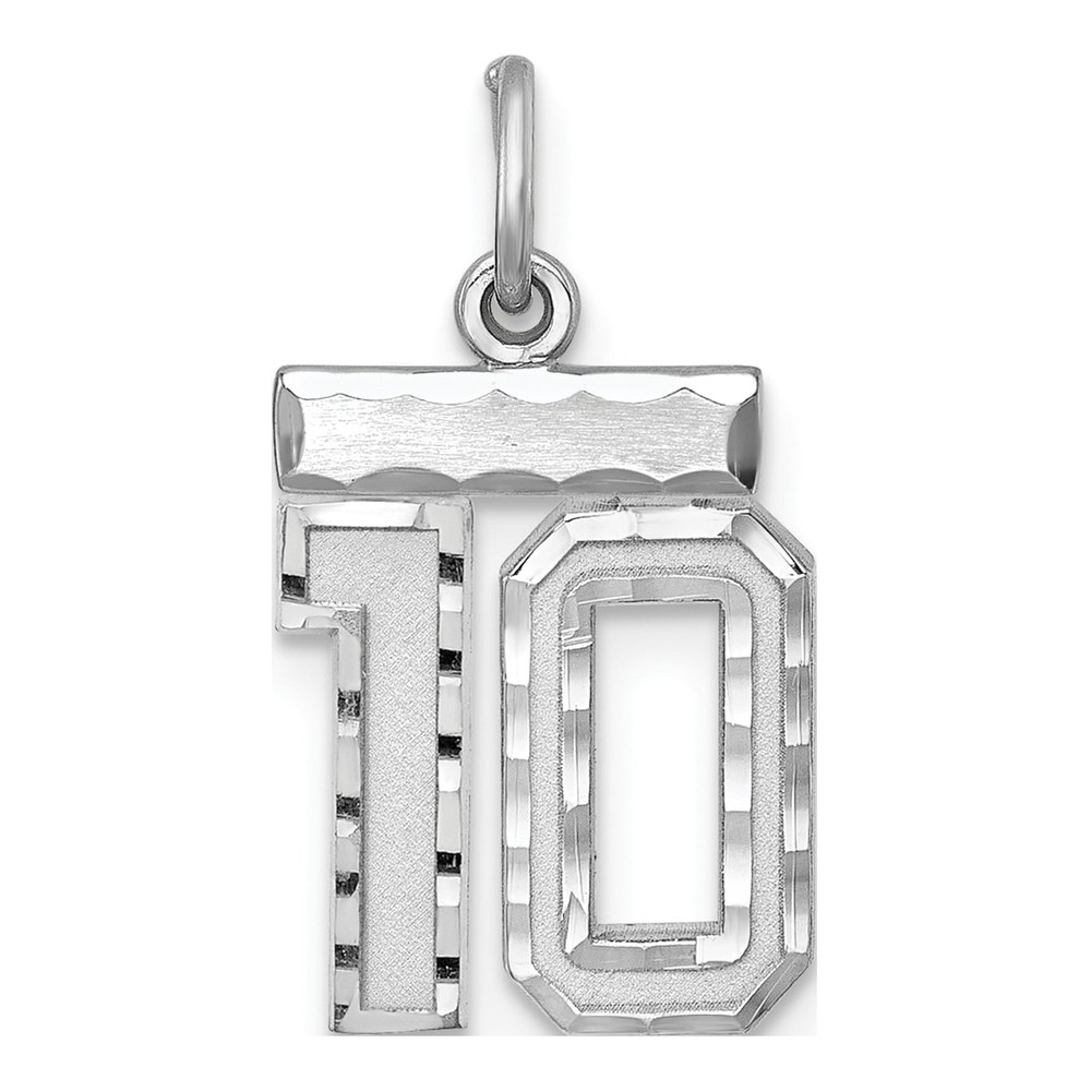 Sterling Silver #10 Diamond-Cut Charm Pendant