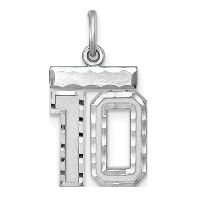 Sterling Silver Diamond-Cut Number 10 Pendant