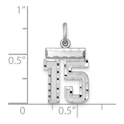 Sterling Silver Diamond-Cut Number 15 Charm – view 4