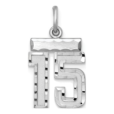 Sterling Silver Diamond-Cut Number 15 Charm