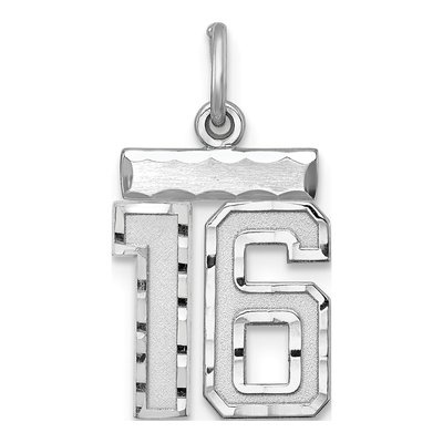 Sterling Silver Number 16 Charm