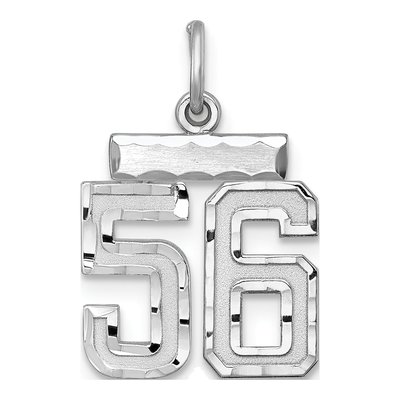 Sterling Silver Diamond-Cut Number 56 Charm