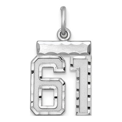 Sterling Silver Diamond-Cut Number 61 Charm