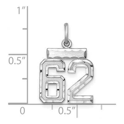 Sterling Silver Number 62 Charm – view 2