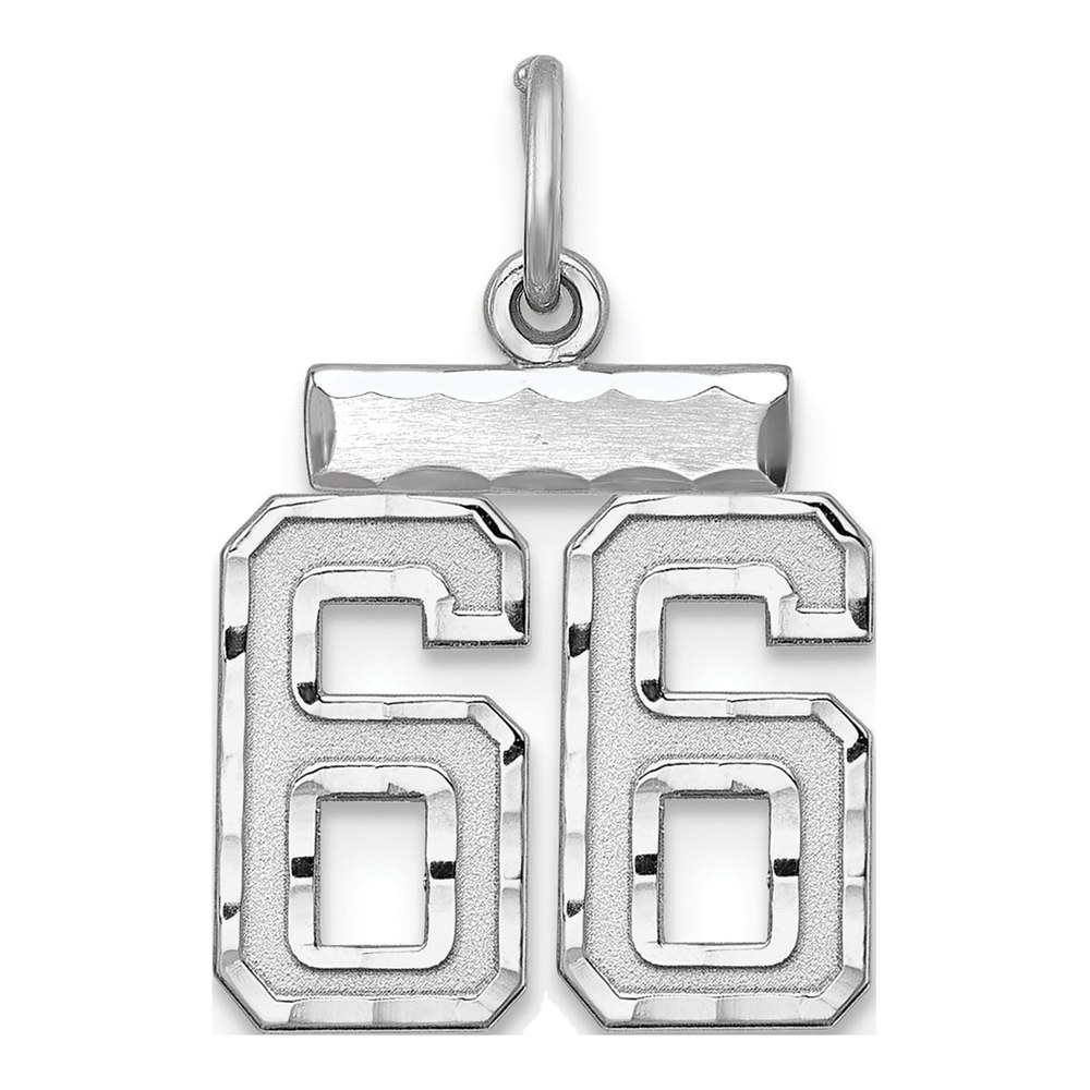 Sterling Silver Number 66 Diamond-Cut Charm