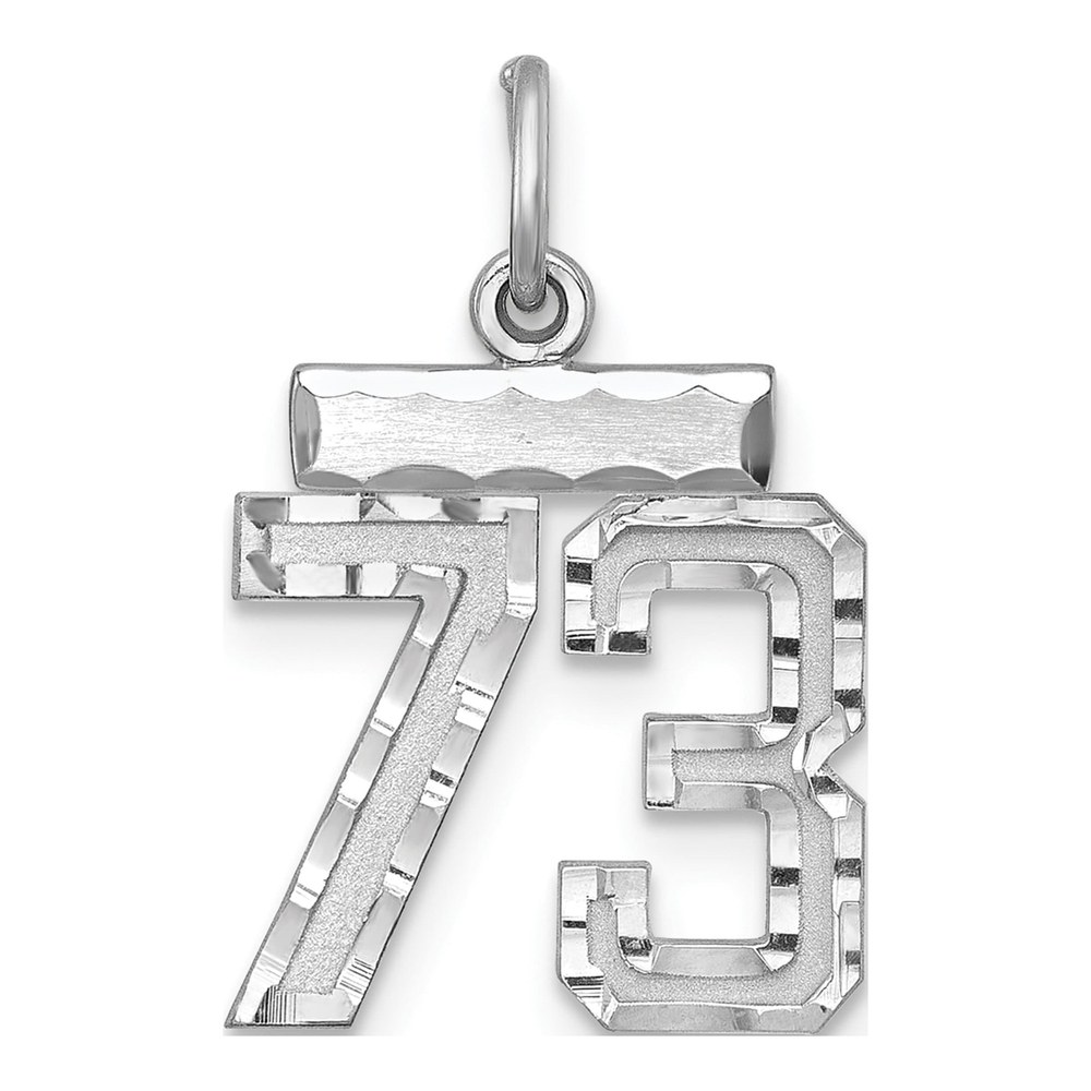 Sterling Silver Diamond-Cut Number 73 Charm