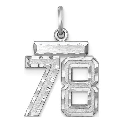 Sterling Silver Diamond-Cut Number 78 Charm
