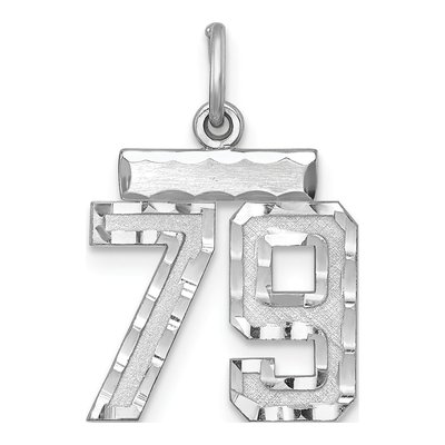 Sterling Silver Diamond-Cut Number 79 Charm