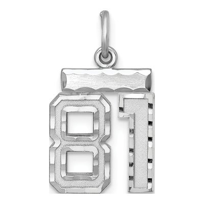 Sterling Silver Diamond-Cut Number 81 Charm
