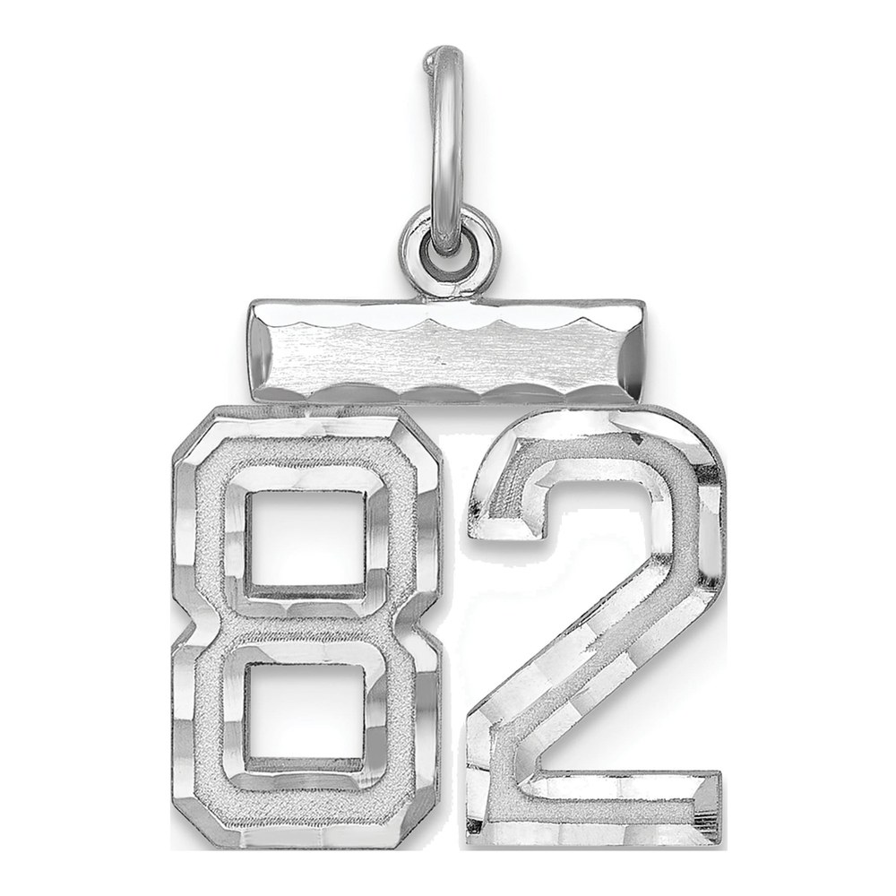 Sterling Silver Diamond-Cut Number 82 Charm
