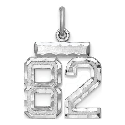 Sterling Silver Diamond-Cut Number 82 Charm
