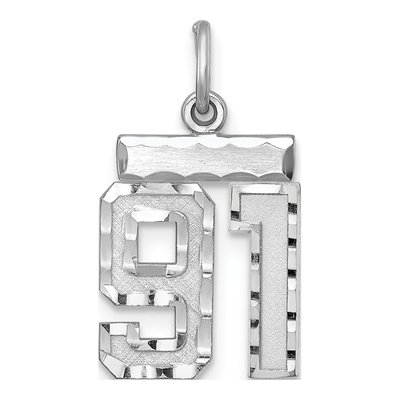 Sterling Silver Number 91 Charm