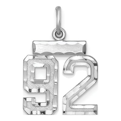 Sterling Silver Diamond-Cut Number 92 Charm