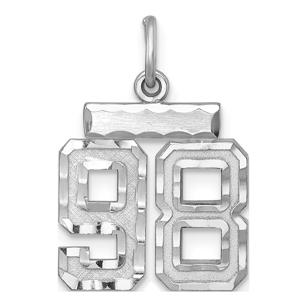 Sterling Silver Diamond-Cut Number 98 Charm