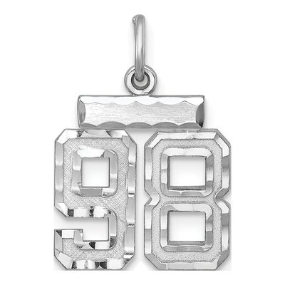 Sterling Silver Diamond-Cut Number 98 Charm