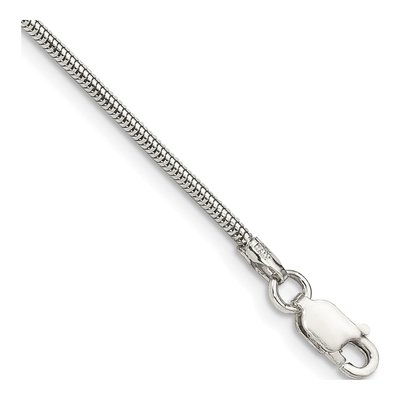 Sterling Silver 1.6mm Round Snake Chain Bracelet