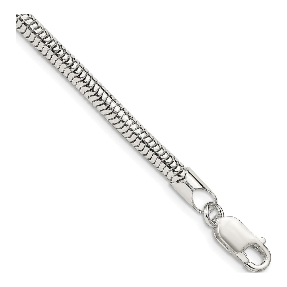 8 Inch Sterling Silver 4mm Round Snake Chain Bracelet with Lobster Clasp
