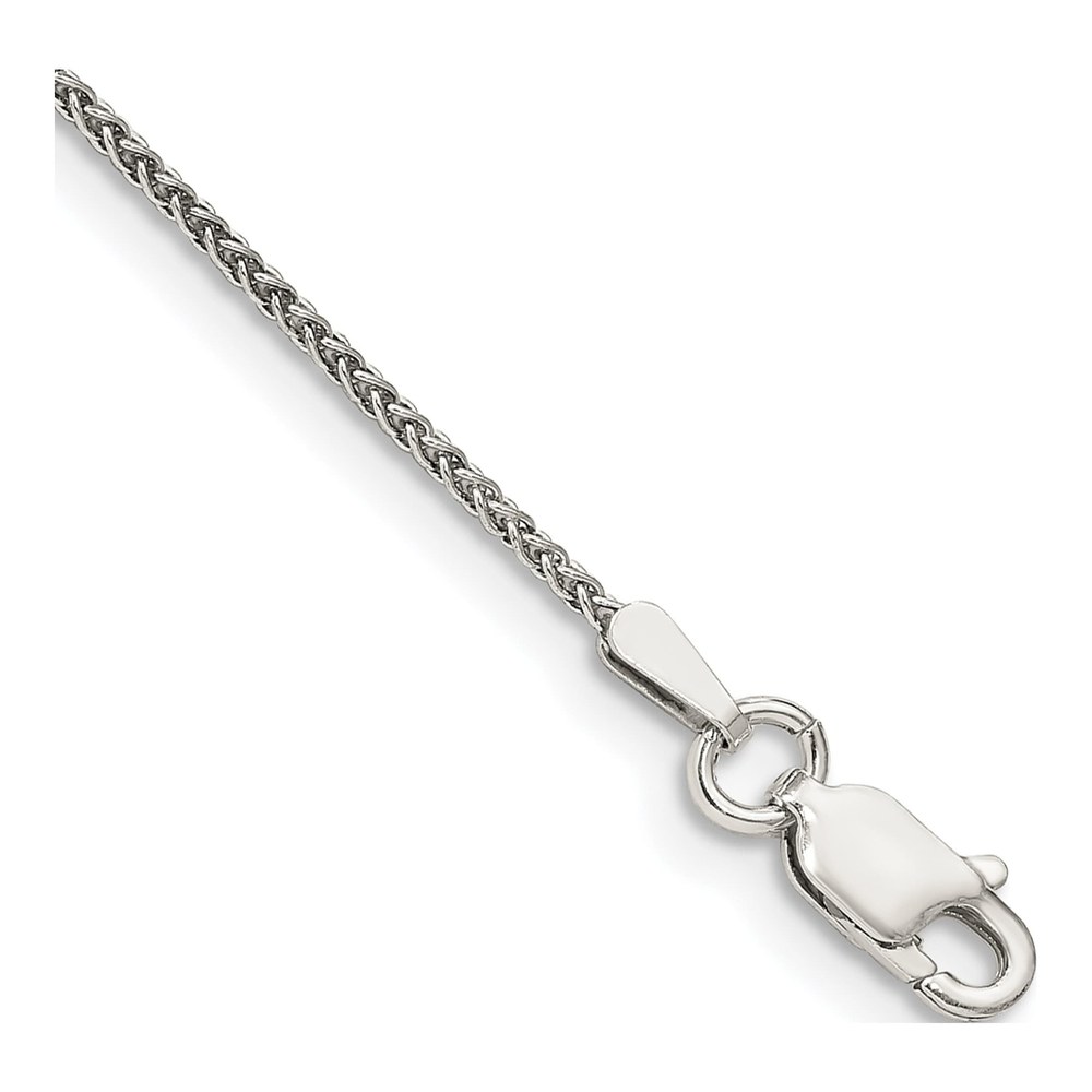 9 Inch Sterling Silver 1.25mm Round Spiga Chain Anklet with Lobster Clasp