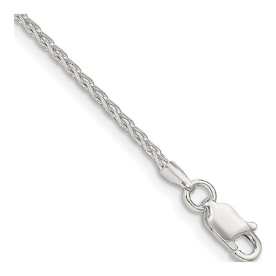 Sterling Silver 1.7mm Diamond-Cut Round Wheat Chain Bracelet