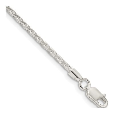 Sterling Silver 2.15mm Diamond-Cut Round Wheat Chain Bracelet