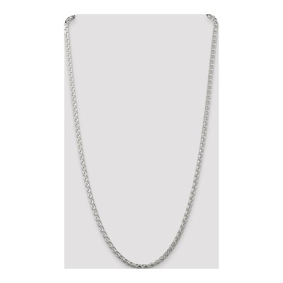 Sterling Silver 3.5mm Diamond-Cut Round Wheat Chain – view 4