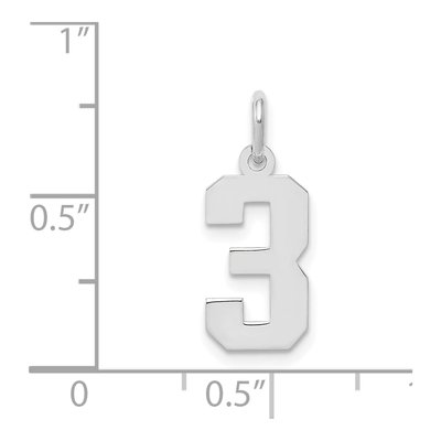 Sterling Silver Number 3 Charm – view 3