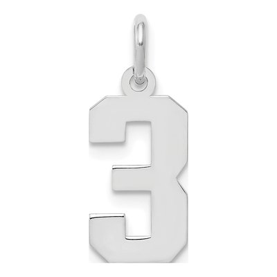 Sterling Silver Number 3 Charm