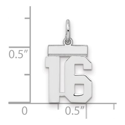 Sterling Silver Number 16 Pendant – view 3