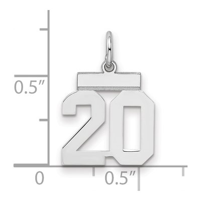 Sterling Silver Number 20 Charm | Rhodium-Plated – view 3