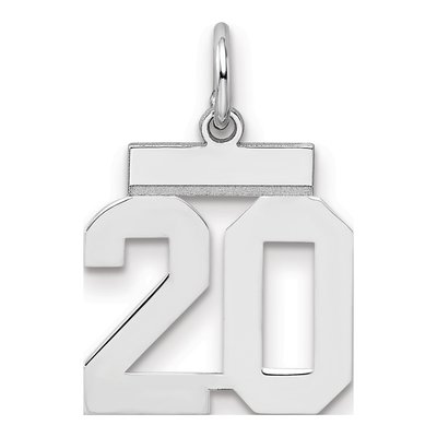 Sterling Silver Number 20 Charm | Rhodium-Plated