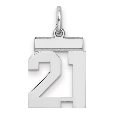 Sterling Silver Number 21 Charm