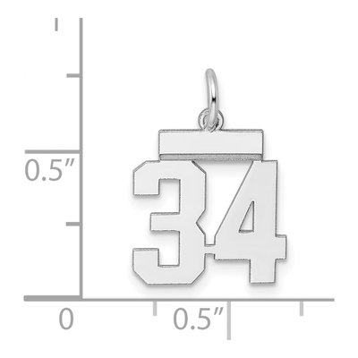 Sterling Silver Number 34 Pendant – view 4