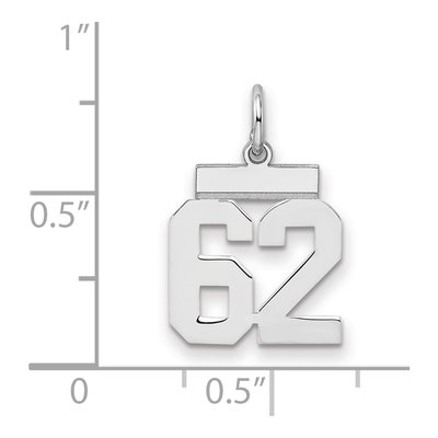 Sterling Silver Number 62 Charm – view 2