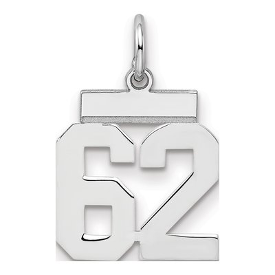 Sterling Silver Number 62 Charm