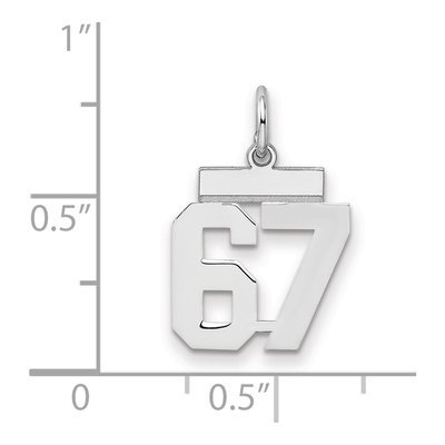 Sterling Silver Number 67 Charm – view 3