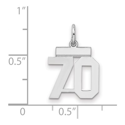 Sterling Silver Number 70 Charm | Rhodium-Plated – view 3