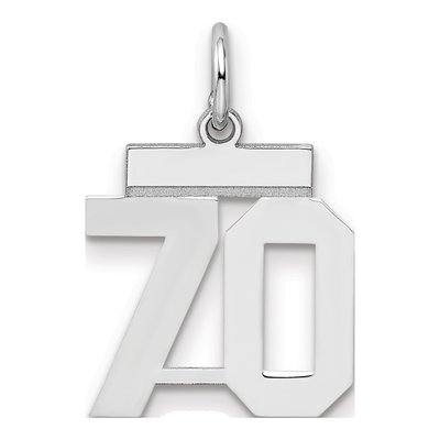 Sterling Silver Number 70 Charm | Rhodium-Plated