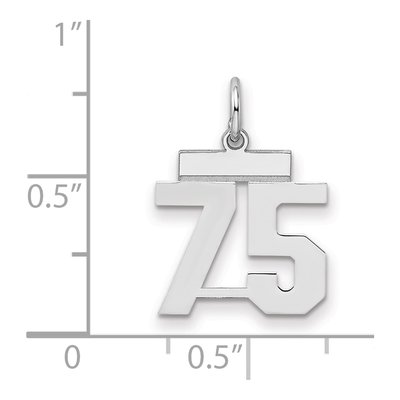 Sterling Silver Number 75 Charm – view 2