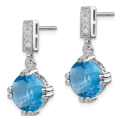 Sterling Silver Blue & Clear CZ Pendant & Earring Set – view 3
