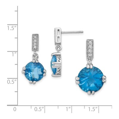 Sterling Silver Blue & Clear CZ Pendant & Earring Set – view 4