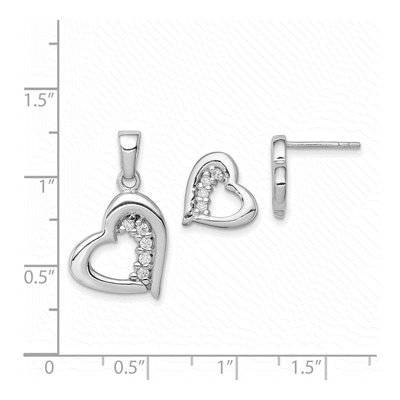 Sterling Silver CZ Heart Earring & Pendant Set – view 6