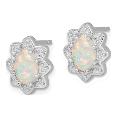 Sterling Silver Created Opal Pendant & Earring Set – view 3