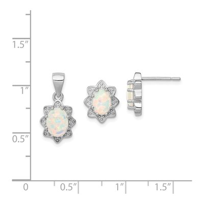 Sterling Silver Created Opal Pendant & Earring Set – view 5