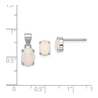 Sterling Silver Created Opal Pendant & Earrings Set – view 5