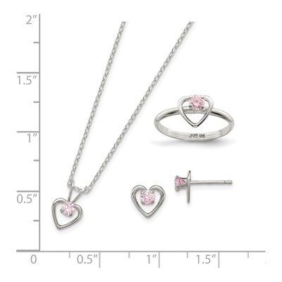 Girls' Sterling Silver Pink CZ Heart Jewelry Set – view 7