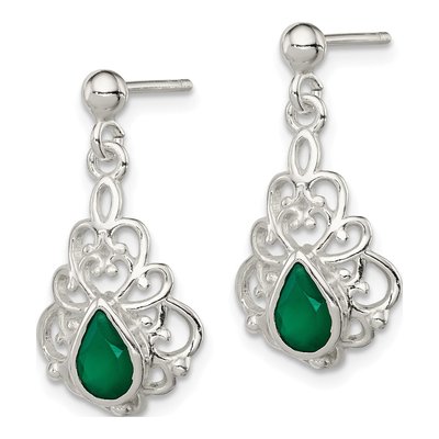 Sterling Silver Green Agate Pendant & Earrings Set – view 3