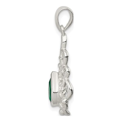 Sterling Silver Green Agate Pendant & Earrings Set – view 4