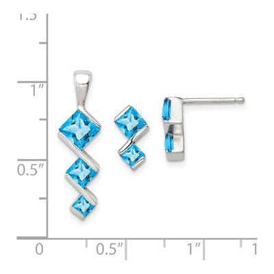 Sterling Silver Blue Topaz Pendant & Earring Set – view 5