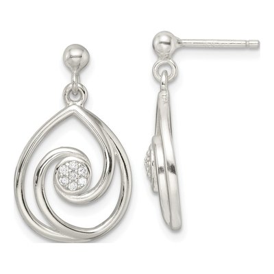 Sterling Silver CZ Teardrop Pendant & Earring Set – view 3